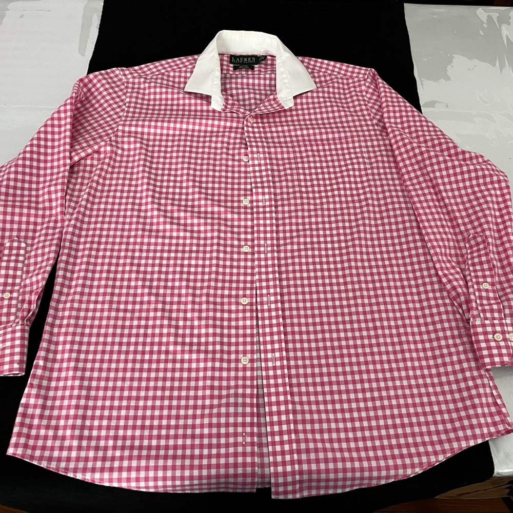 Ralph Lauren Pink and White Dress Shirt Gingham Check